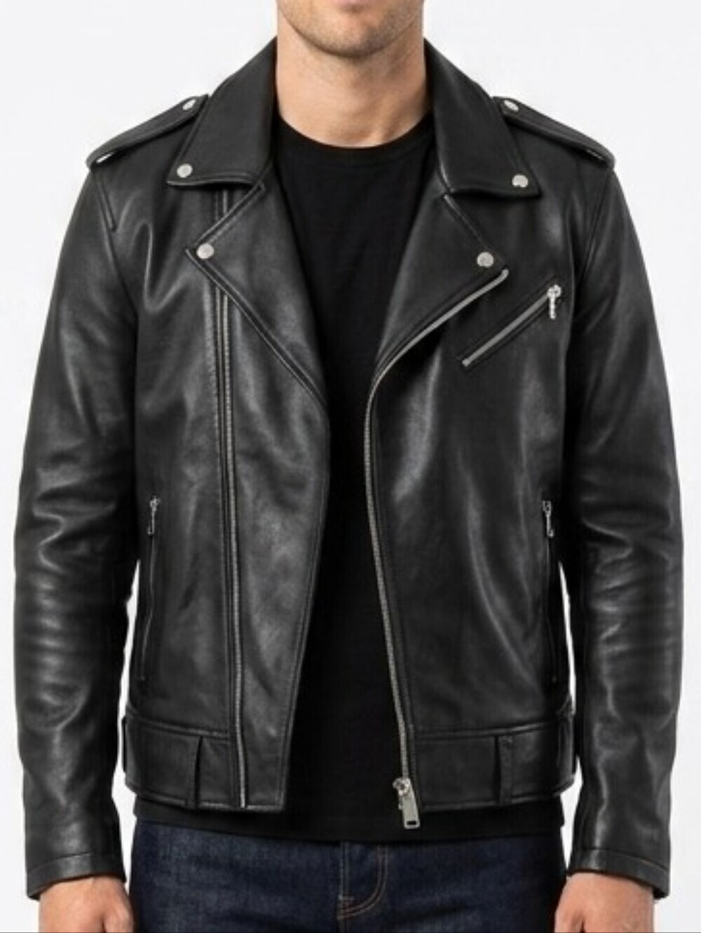 Danier Men's Biker Leather Moto Jacket Black Sz Small Boho Bikercore Fall Casual